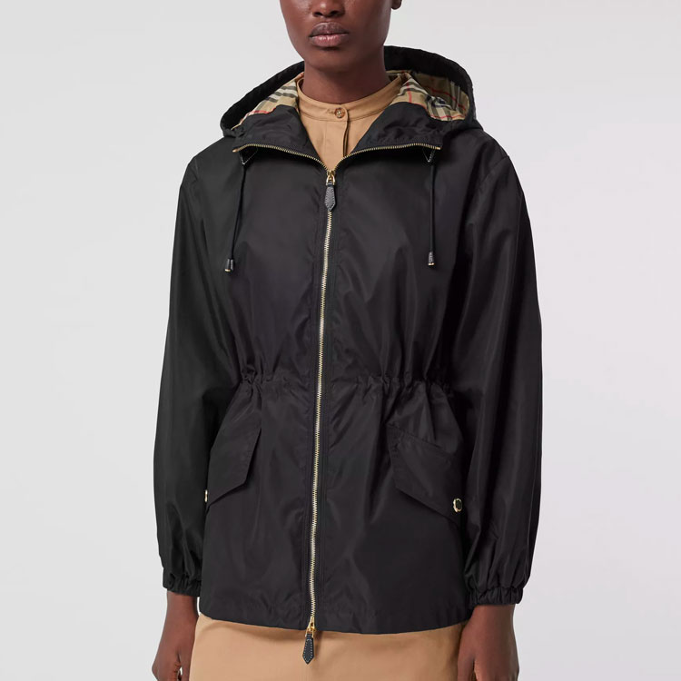 Details for (W) Burberry 黑色輕便連帽抽繩腰身外套 80429011