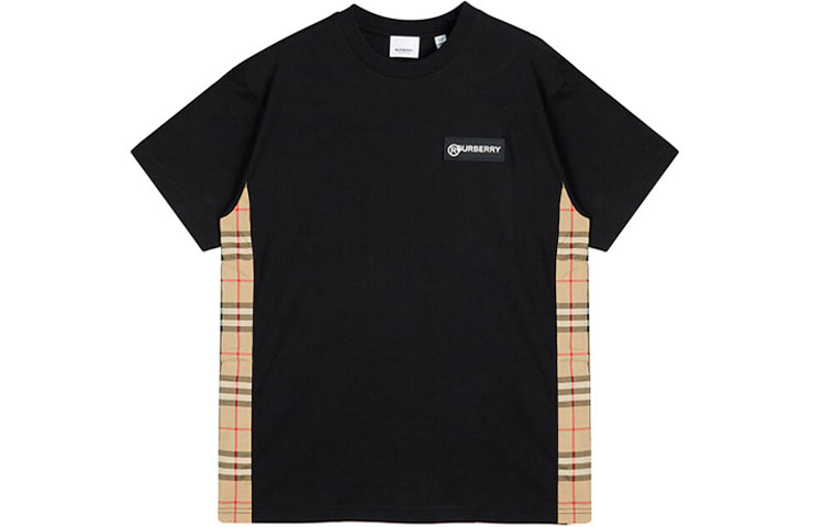(Women) Burberry Black Logo Patch Check Print Oversized T-Shirt 80245451 圖 2