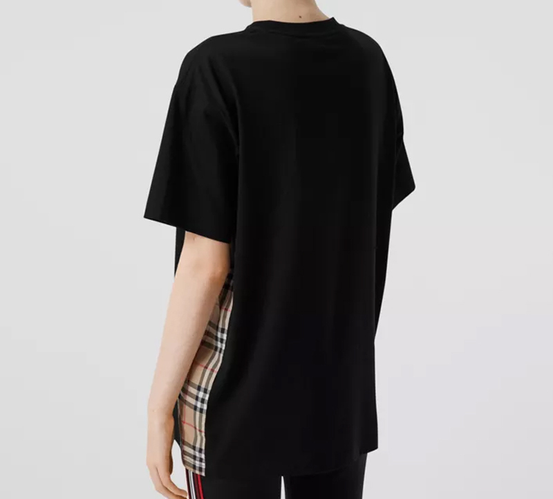 (Women) Burberry Black Logo Patch Check Print Oversized T-Shirt 80245451 圖 5