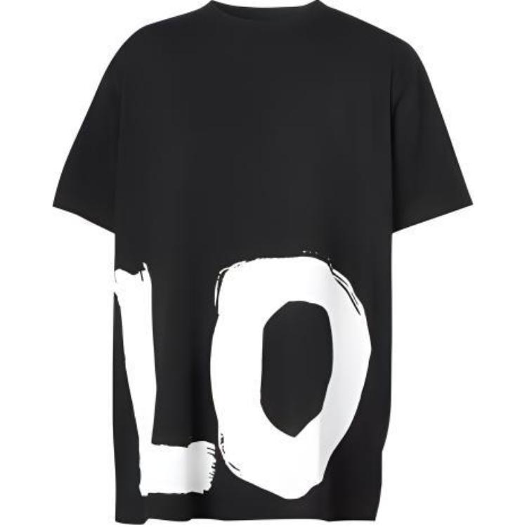 (Women) Burberry Black Logo Print Colorblock Crew Neck Oversized T-Shirt 80373021