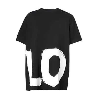 (Women) Burberry Black Logo Print Colorblock Crew Neck Oversized T-Shirt 80373021