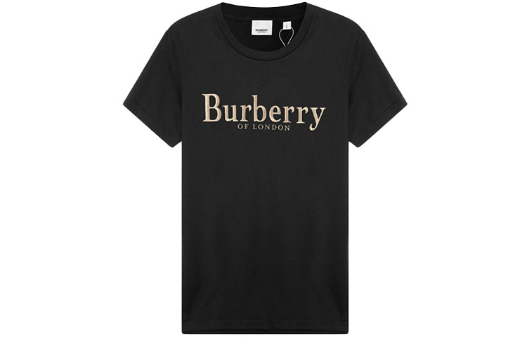 (Women) Burberry Black Logo Print Cotton Crewneck Oversized T-Shirt. 80205761