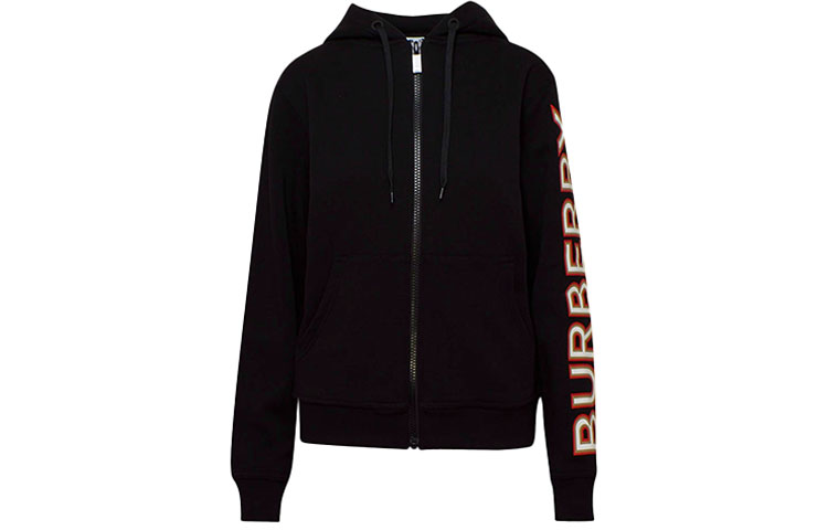 (Women) Burberry Black Logo Print Long Sleeve Loose Fit Hooded Jacket 80366911