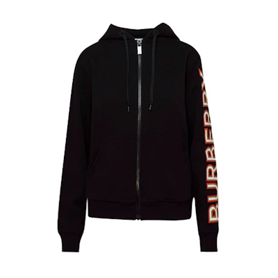 (Women) Burberry Black Logo Print Long Sleeve Loose Fit Hooded Jacket 80366911