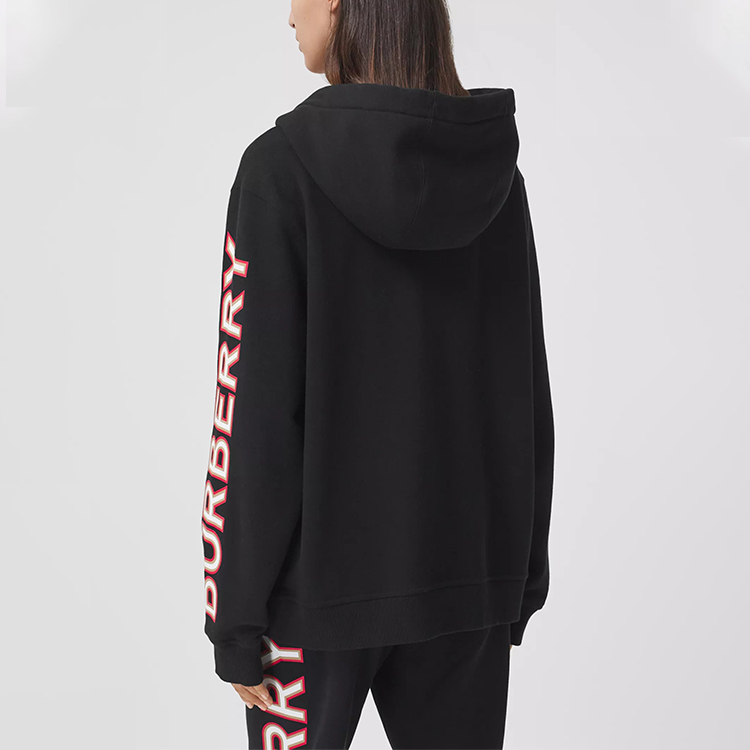 (Women) Burberry Black Logo Print Long Sleeve Loose Fit Hooded Jacket 80366911 圖 6