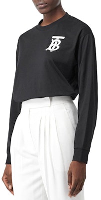 (W) 버버리 블랙 로고 프린트 긴팔 티셔츠 80243421 Details for (W) 버버리 블랙 로고 프린트 긴팔 티셔츠 80243421