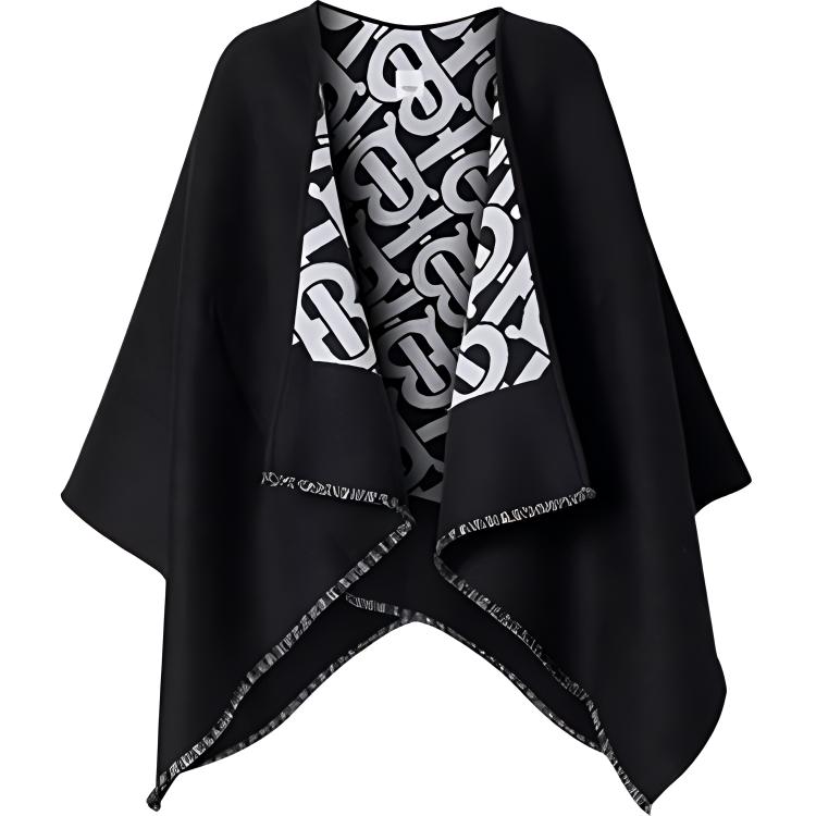 (Women) Burberry Black Logo Print Open Front Shawl Jacket 80217951