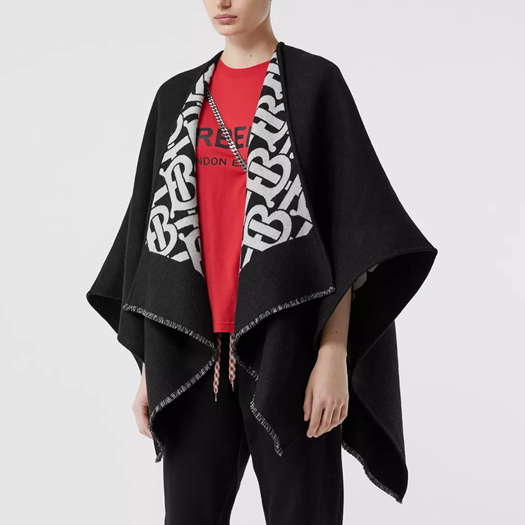 Lookbook (W) Burberry 黑色印花Logo開襟披肩外套 80217951