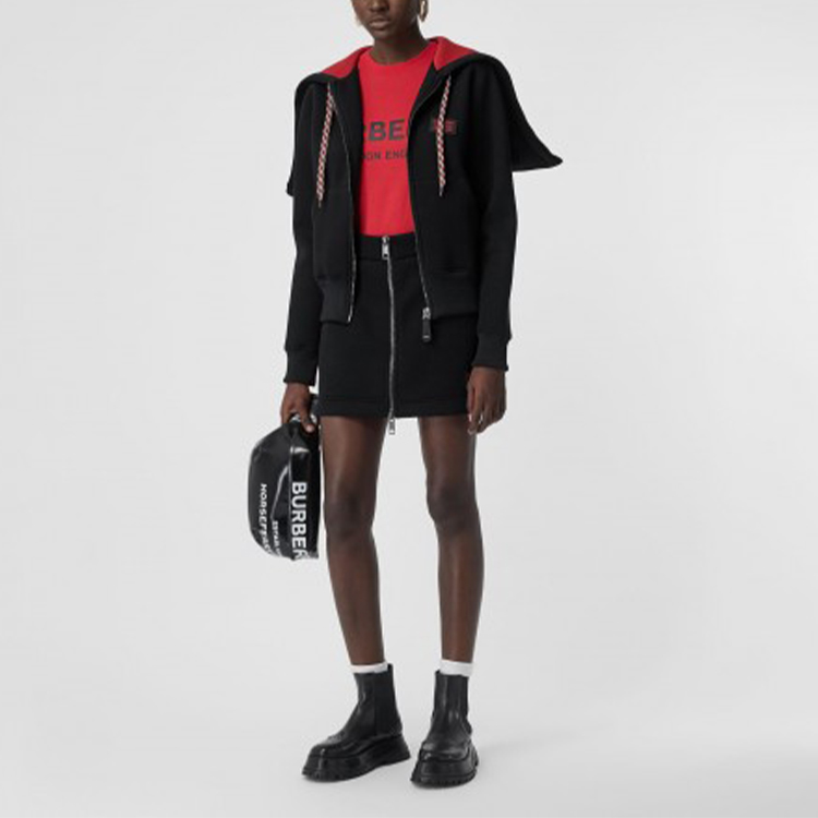 (Women) Burberry Black Logo Zip Hoodie Jacket 80189191 圖 3