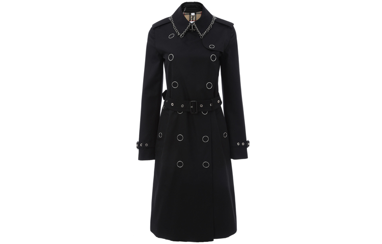 Order (W) Burberry Hitam Mantel Trench Panjang dengan Sabuk. 80163701