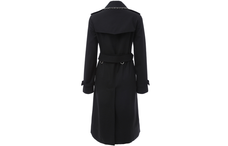 Lookbook (W) Burberry Hitam Mantel Trench Panjang dengan Sabuk. 80163701