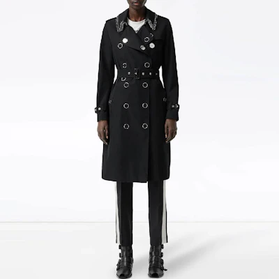 (W) Burberry Hitam Mantel Trench Panjang dengan Sabuk. 80163701 Shop (W) Burberry Hitam Mantel Trench Panjang dengan Sabuk. 80163701