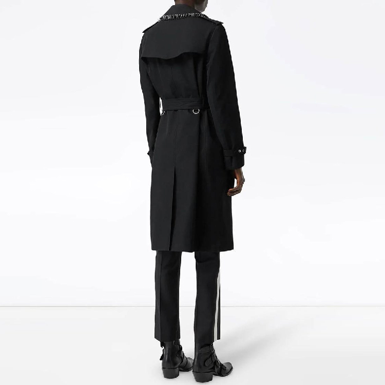 Purchase (W) Burberry Hitam Mantel Trench Panjang dengan Sabuk. 80163701