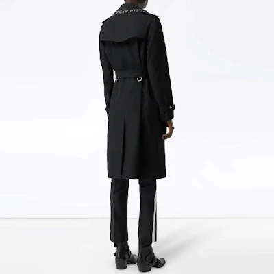 (W) Burberry Hitam Mantel Trench Panjang dengan Sabuk. 80163701 Purchase (W) Burberry Hitam Mantel Trench Panjang dengan Sabuk. 80163701