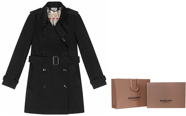 (Women) Burberry Black Long Double-Breasted Trench Coat 40470411 Purchase (Women) Burberry Black Long Double-Breasted Trench Coat 40470411