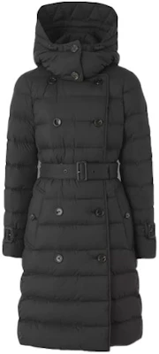 (Women) Burberry Black Long Down Coat with Detachable Hood 80446801 Buy (Women) Burberry Black Long Down Coat with Detachable Hood 80446801