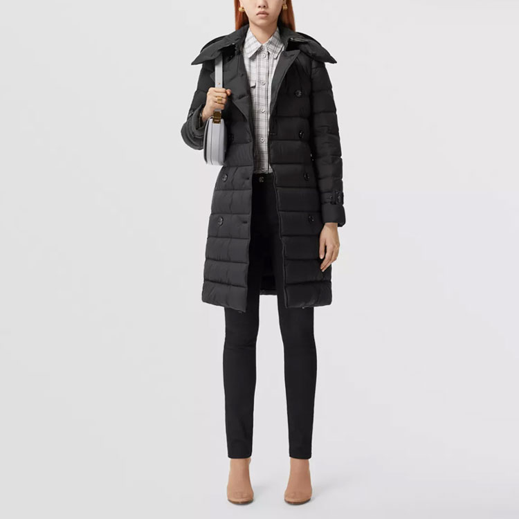 Lookbook (Women) Burberry Black Long Down Coat with Detachable Hood 80446801