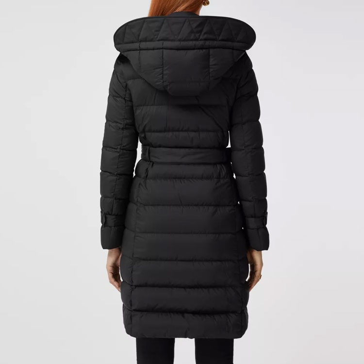 Shop (Women) Burberry Black Long Down Coat with Detachable Hood 80446801