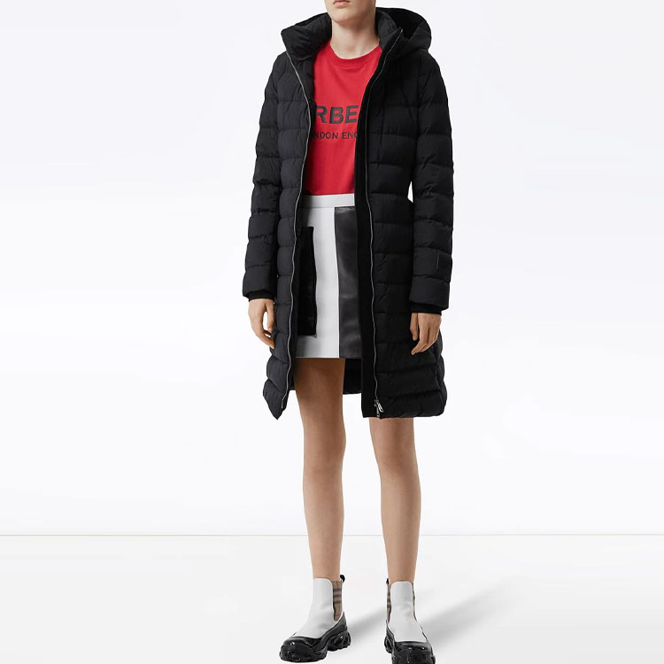 (Women) Burberry Black Long Hooded Down Jacket Casual Style 80218831 圖 3