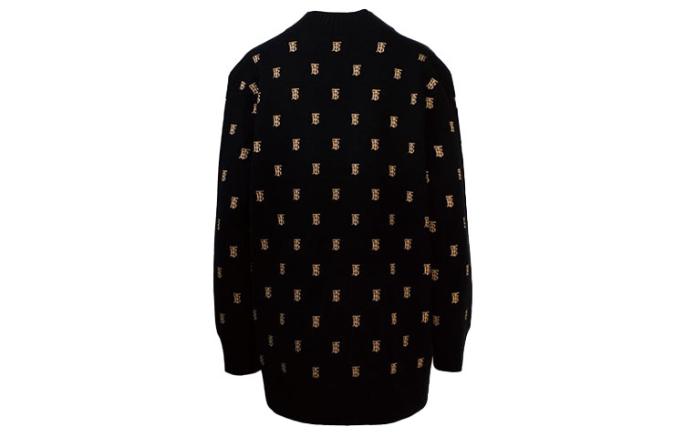 Lookbook (Women) Burberry Black Loose-Fit Full-Logo Cardigan Sweater 80210331