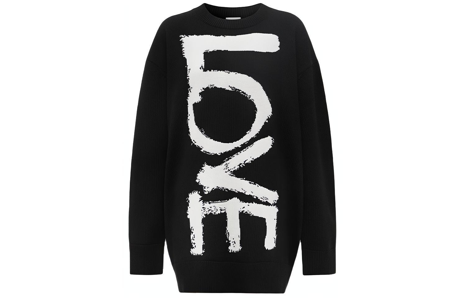 (Women) Burberry Black Love Pattern Wool Knit Sweater 80372281