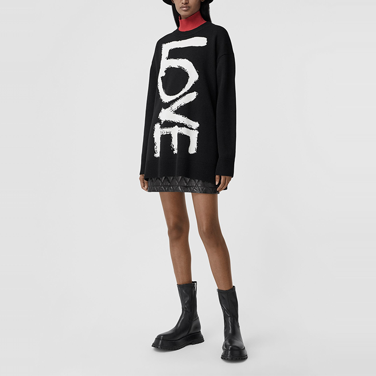 Purchase (W) Burberry Sweater Corak Cinta Hitam Kain Wol Rajut 80372281