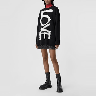 (Women) Burberry Black Love Pattern Wool Knit Sweater 80372281 Purchase (Women) Burberry Black Love Pattern Wool Knit Sweater 80372281