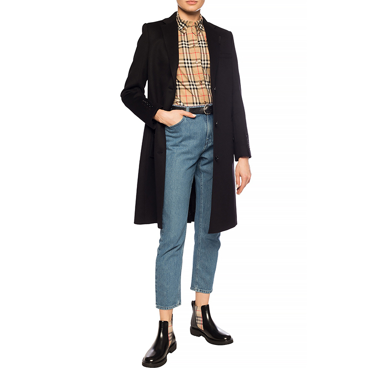 Lookbook (W) バーバリー ブラック ミドル丈 ウール カシミアコート 80227791