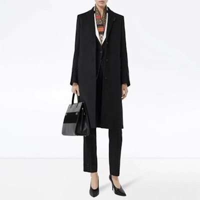 (W) Burberry Hitam Mantel Wol Kasmir Panjang Sedang 80227791 Shop (W) Burberry Hitam Mantel Wol Kasmir Panjang Sedang 80227791