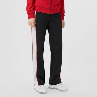 (Women) Burberry Black Mid-Rise Slim Knit Joggers with Patchwork Design 80219841 Shop (Women) Burberry Black Mid-Rise Slim Knit Joggers with Patchwork Design 80219841