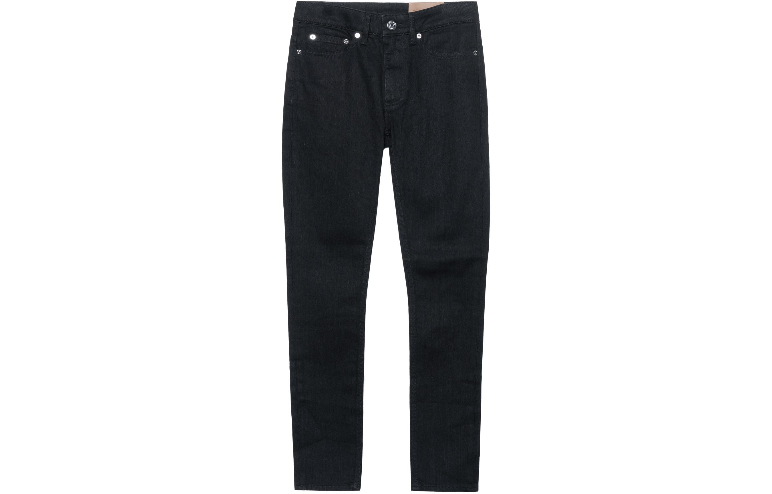 Order (Women) Burberry Black Mid-Waist Straight-Leg Solid Button Jeans 80450271