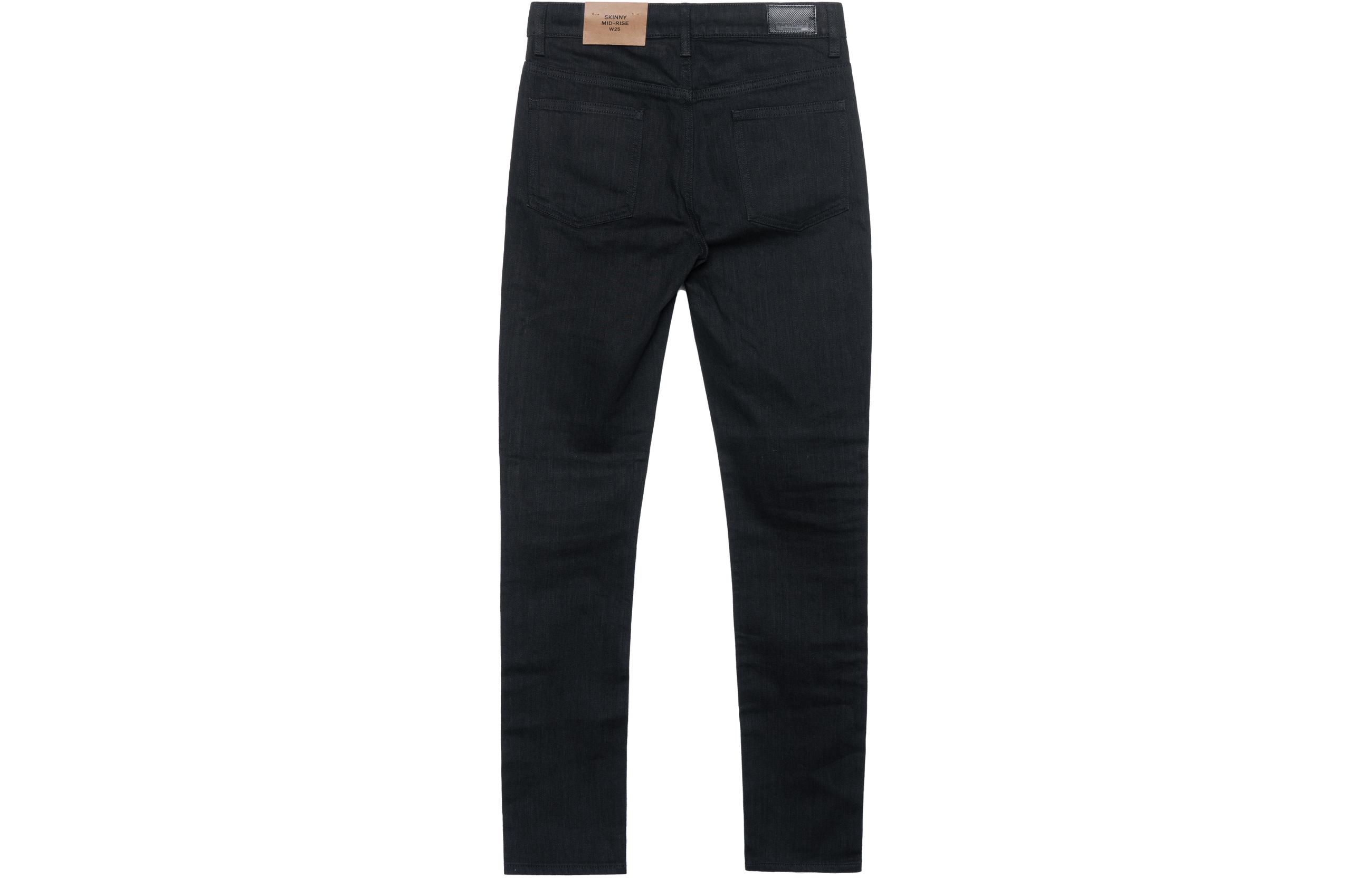 Lookbook (Women) Burberry Black Mid-Waist Straight-Leg Solid Button Jeans 80450271