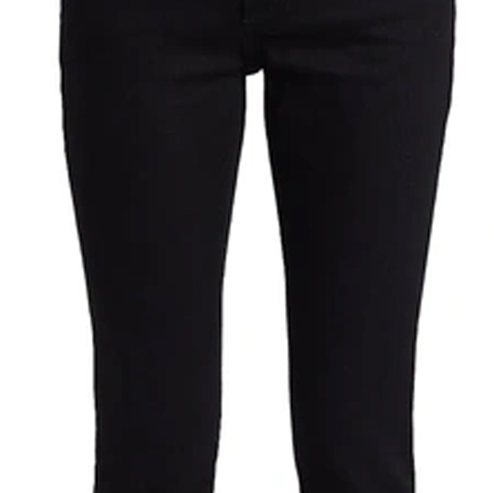 Cheap (Women) Burberry Black Mid-Waist Straight-Leg Solid Button Jeans 80450271