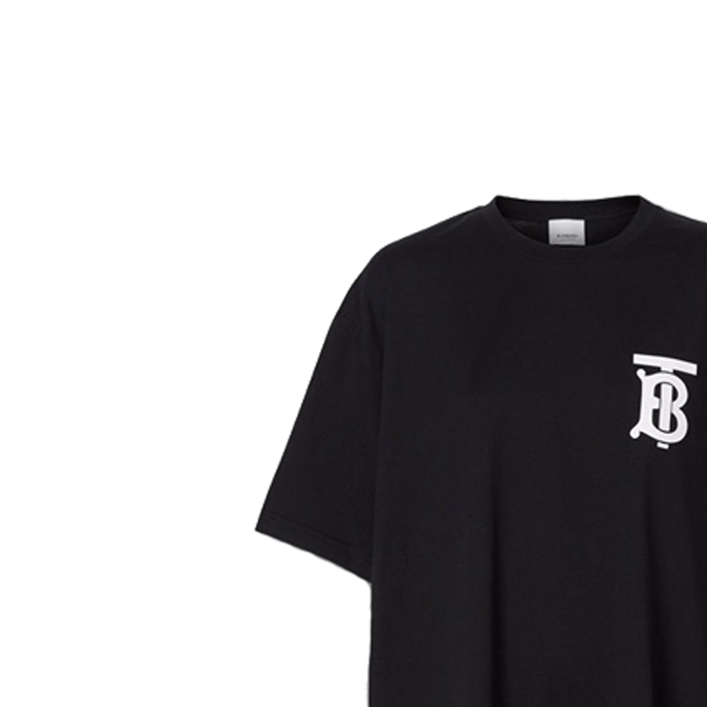 Sizing (W) 버버리 블랙 모노그램 오버사이즈 로고 프린트 티셔츠 80174721