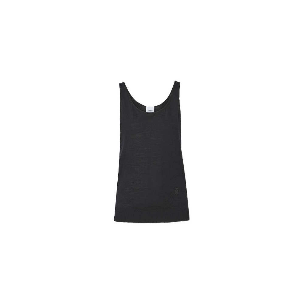 (Women) Burberry Black Monogram Silk Wool Cashmere Blend Camisole SS21. 80422051