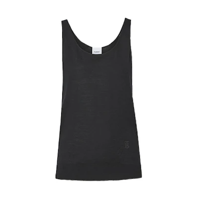 (Women) Burberry Black Monogram Silk Wool Cashmere Blend Camisole SS21. 80422051