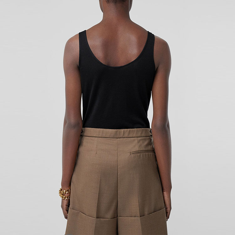 Shop (W) Burberry Camisola Negra Seda Lana Cachemir Monograma SS21. 80422051