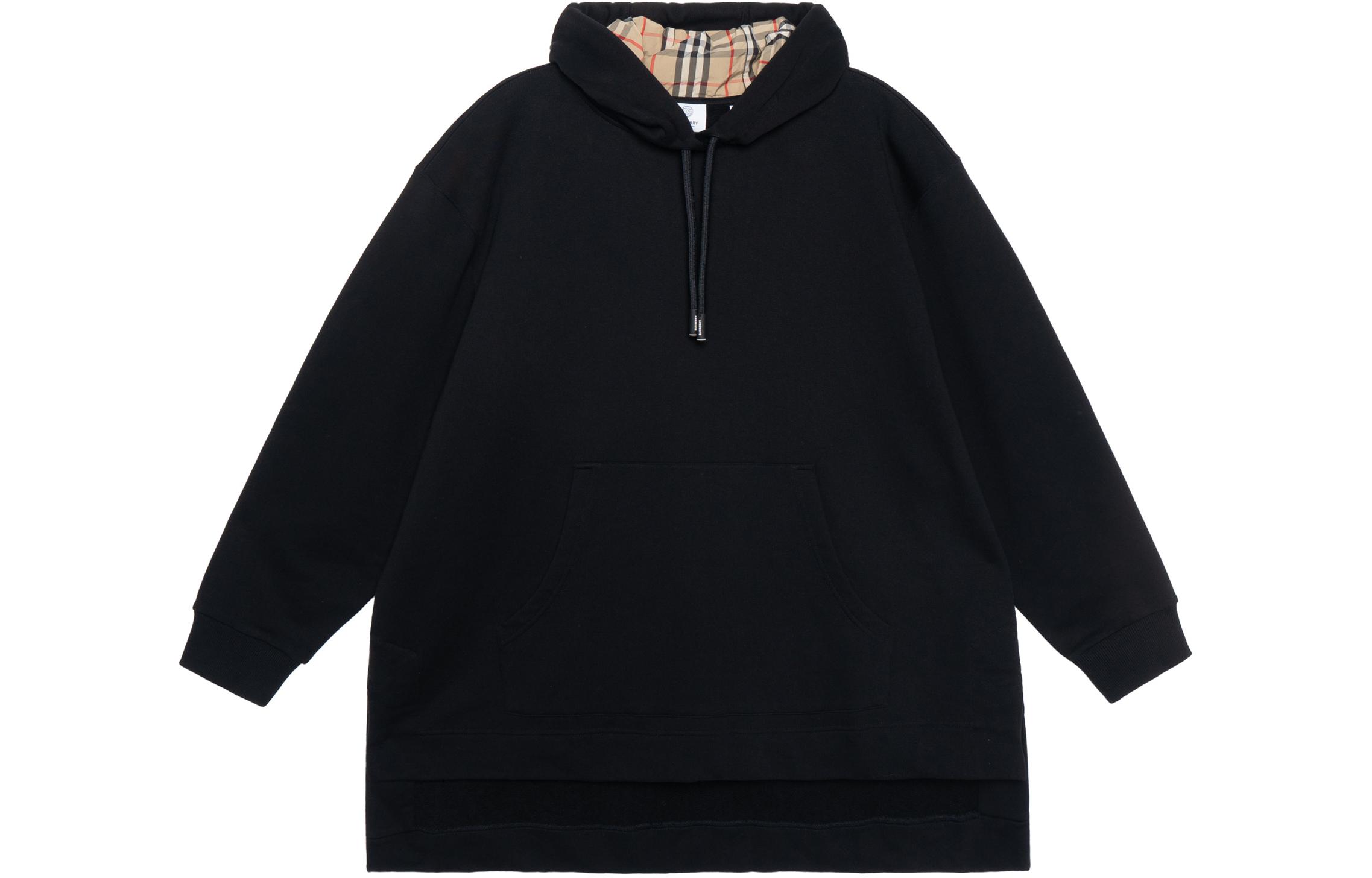 Order (W) Burberry 黑色有機棉格紋寬鬆連帽上衣 80358591