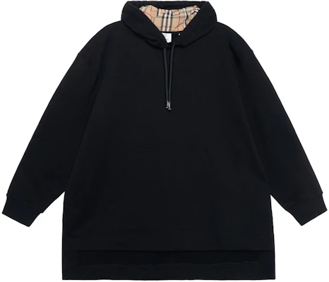 (W) Burberry 黑色有機棉格紋寬鬆連帽上衣 80358591 Order (W) Burberry 黑色有機棉格紋寬鬆連帽上衣 80358591