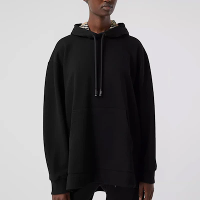 (W) Burberry 黑色有機棉格紋寬鬆連帽上衣 80358591 Shop (W) Burberry 黑色有機棉格紋寬鬆連帽上衣 80358591