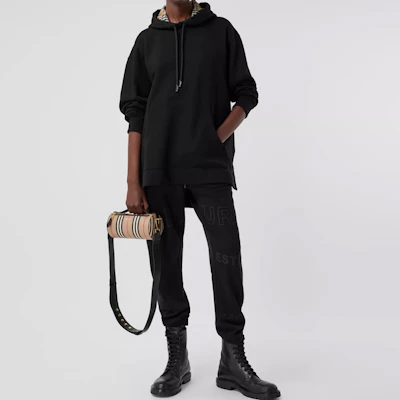 (W) Burberry 黑色有機棉格紋寬鬆連帽上衣 80358591 Details for (W) Burberry 黑色有機棉格紋寬鬆連帽上衣 80358591