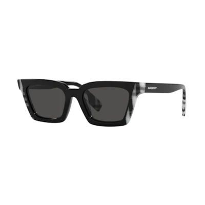 (Women) Burberry Black Oversized Irregular Sunglasses for Women with Check Logo. BE4392U405187
