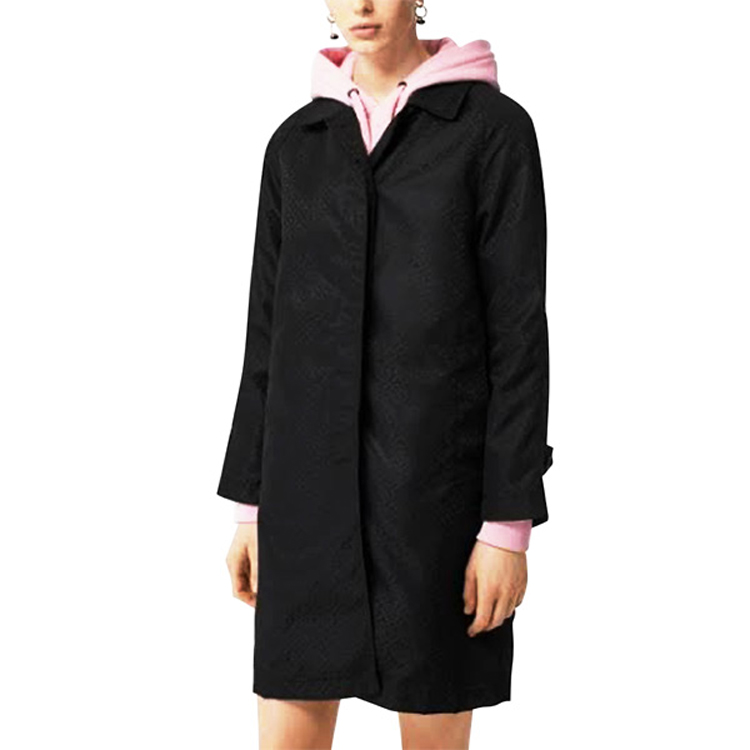 (Women) Burberry Black Patterned Jacquard Zip-Up Long Coat 80175441 圖 3