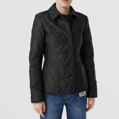 (Women) Burberry Black Quilted Jacket with Single Button Closure 80233201 Shop (Women) Burberry Black Quilted Jacket with Single Button Closure 80233201
