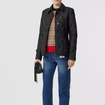 (Women) Burberry Black Quilted Jacket with Single Button Closure 80233201 Details for (Women) Burberry Black Quilted Jacket with Single Button Closure 80233201