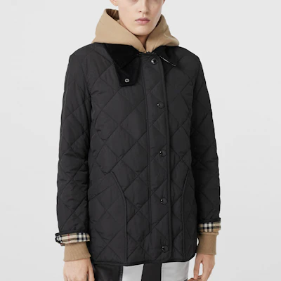 (W) Burberry 黑色菱格紋長袖棉質外套 80217511 Shop (W) Burberry 黑色菱格紋長袖棉質外套 80217511