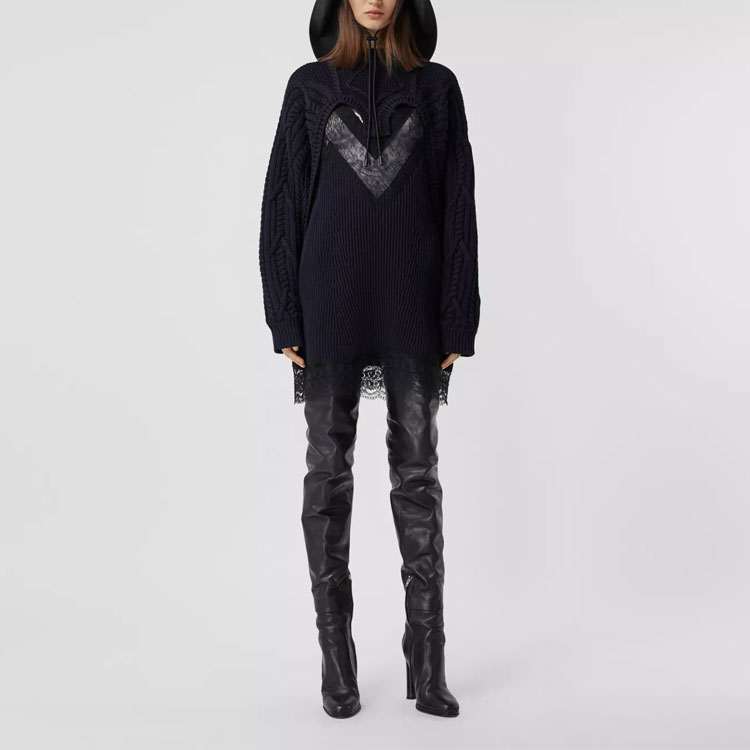 Lookbook (W) バーバリー ブラック リサイクル ケーブルニット 機能性 セーター 45680171