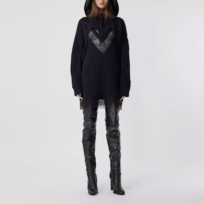 (W) バーバリー ブラック リサイクル ケーブルニット 機能性 セーター 45680171 Lookbook (W) バーバリー ブラック リサイクル ケーブルニット 機能性 セーター 45680171