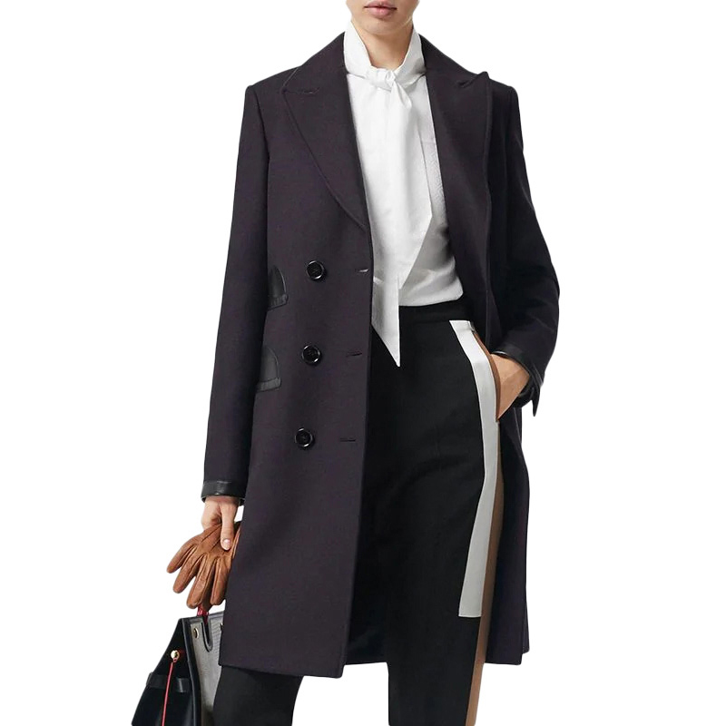 (Women) Burberry Black Sheepskin Casual Buttoned Coat 80188001 圖 3