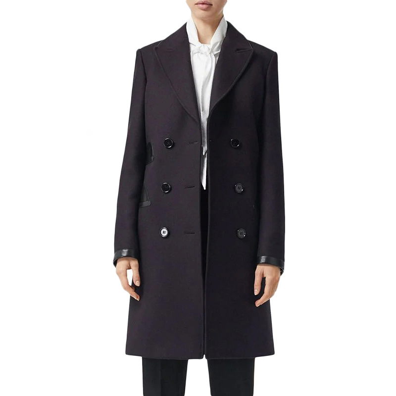 (Women) Burberry Black Sheepskin Casual Buttoned Coat 80188001 圖 4